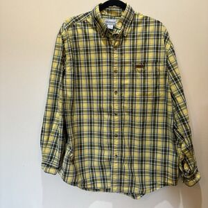 Carhartt Yellow Plaid Button-Down Long Sleeve Cotton Shirt Men's‎ Size L